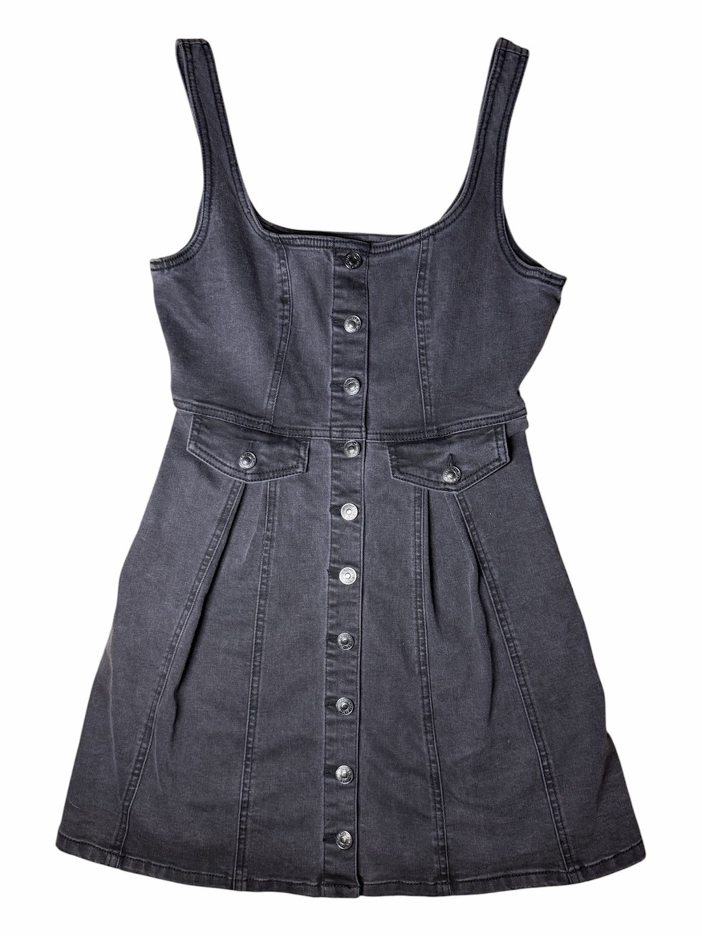 Forever 21 Black Button-Front Denim Dress